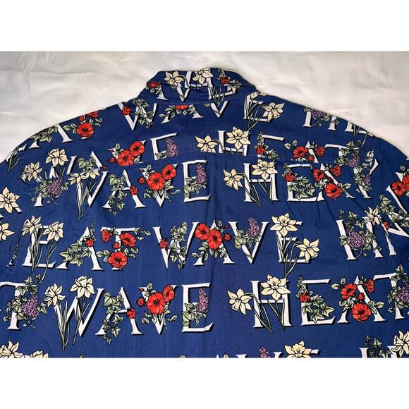 J.Crew Camp Hawaiian Shirt Mens Size M Blue Floral Heat Wave Summer Beach Casual - Picture 11 of 12